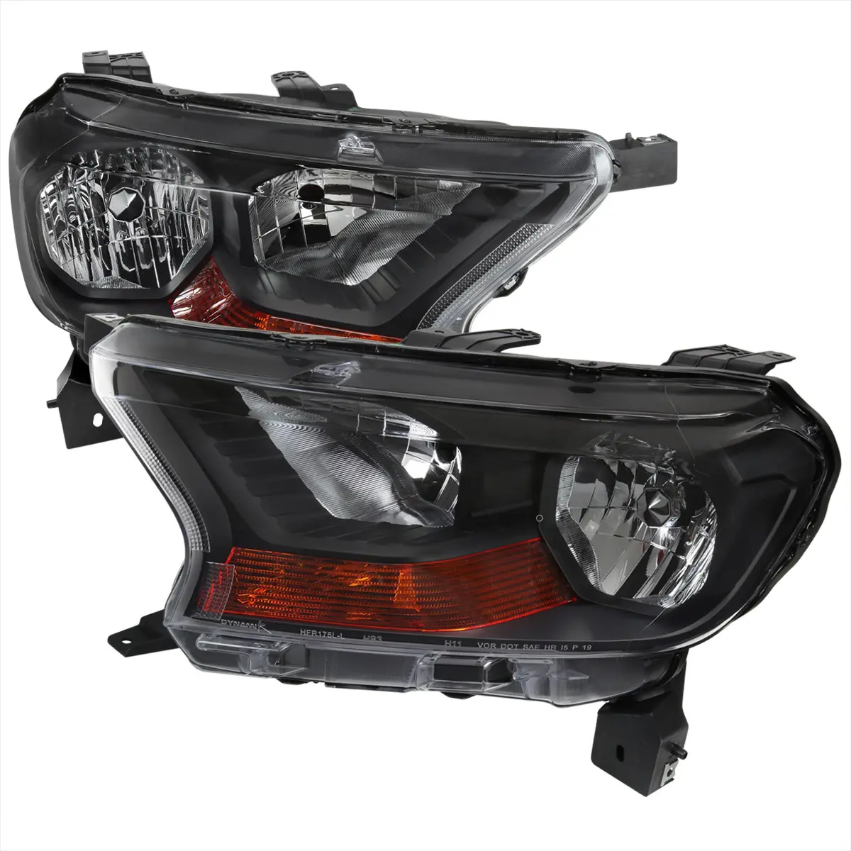 2019-2022 Ford Ranger XL XLT Factory Style Headlights (Matte Black Housing/Clear Lens)