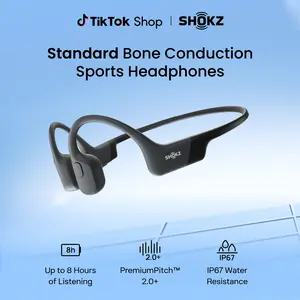 SHOKZ OpenRun - Open-Ear Bluetooth Bone Conduction Sport Headphones, Sweat Resistant Wireless Earphones for Workouts and Running, Built-in Mic