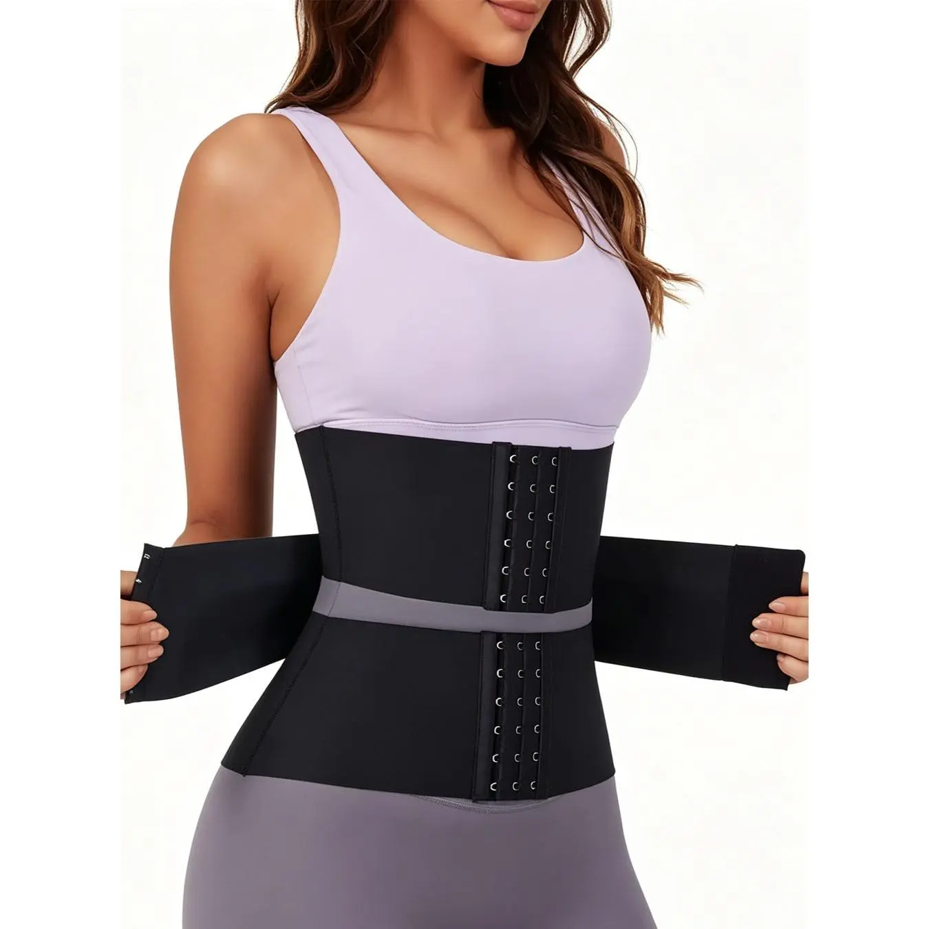 Fajas Colombianas Moldeadoras Double Compression Straps Waist Trainer Corset for Women, Multi-Row Hook Underbust Sport Sweat Girdle,  Waist Cincher for Gym Workout & Postpartum Weight Loss