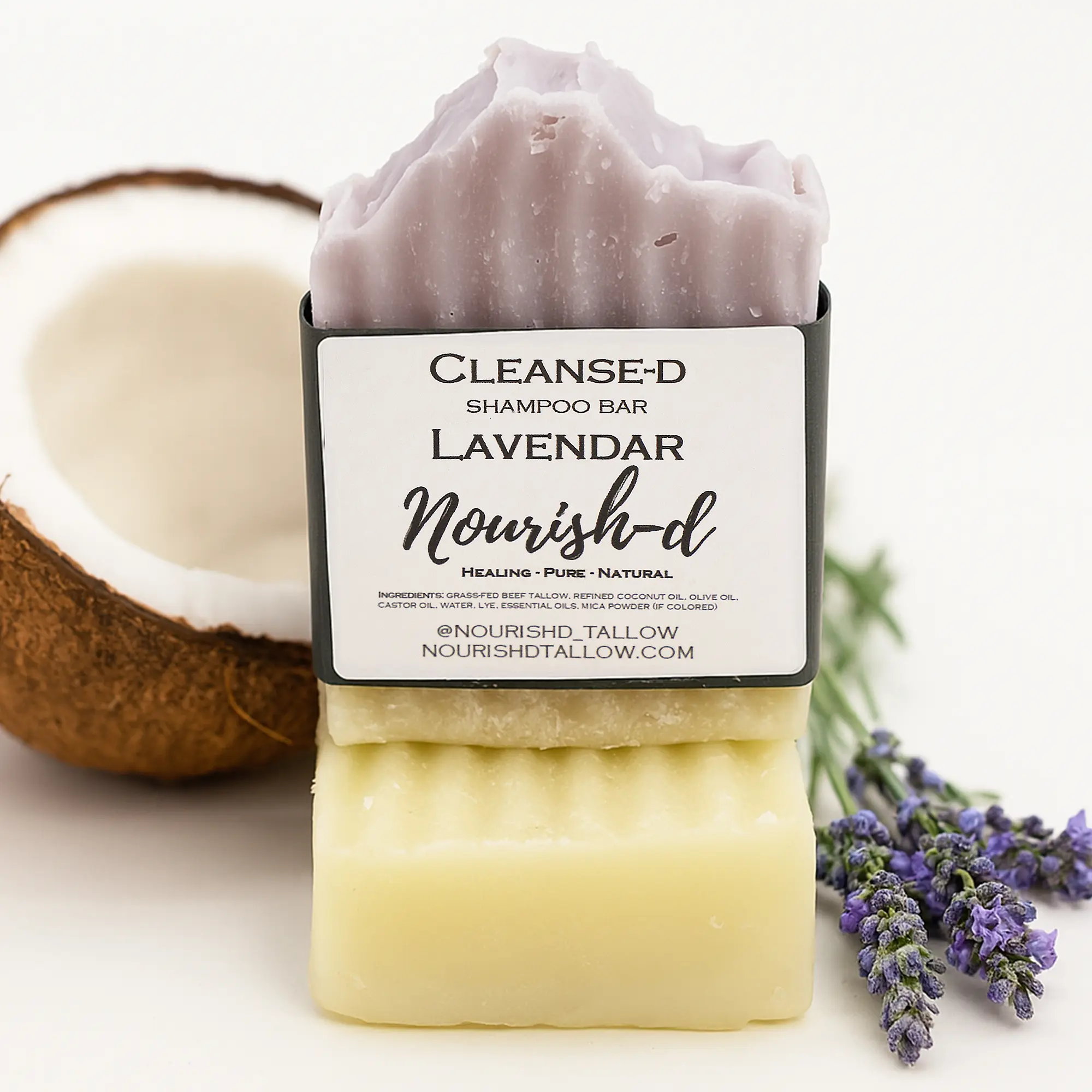 Nourish-D Tallow Lavender Shampoo Bar – 100% Natural Tallow Shampoo for Healthy Hair – Nourishing & Strengthening with Vitamins A, D, E & K – For Moisturizing, Conditioning & Hair Growth