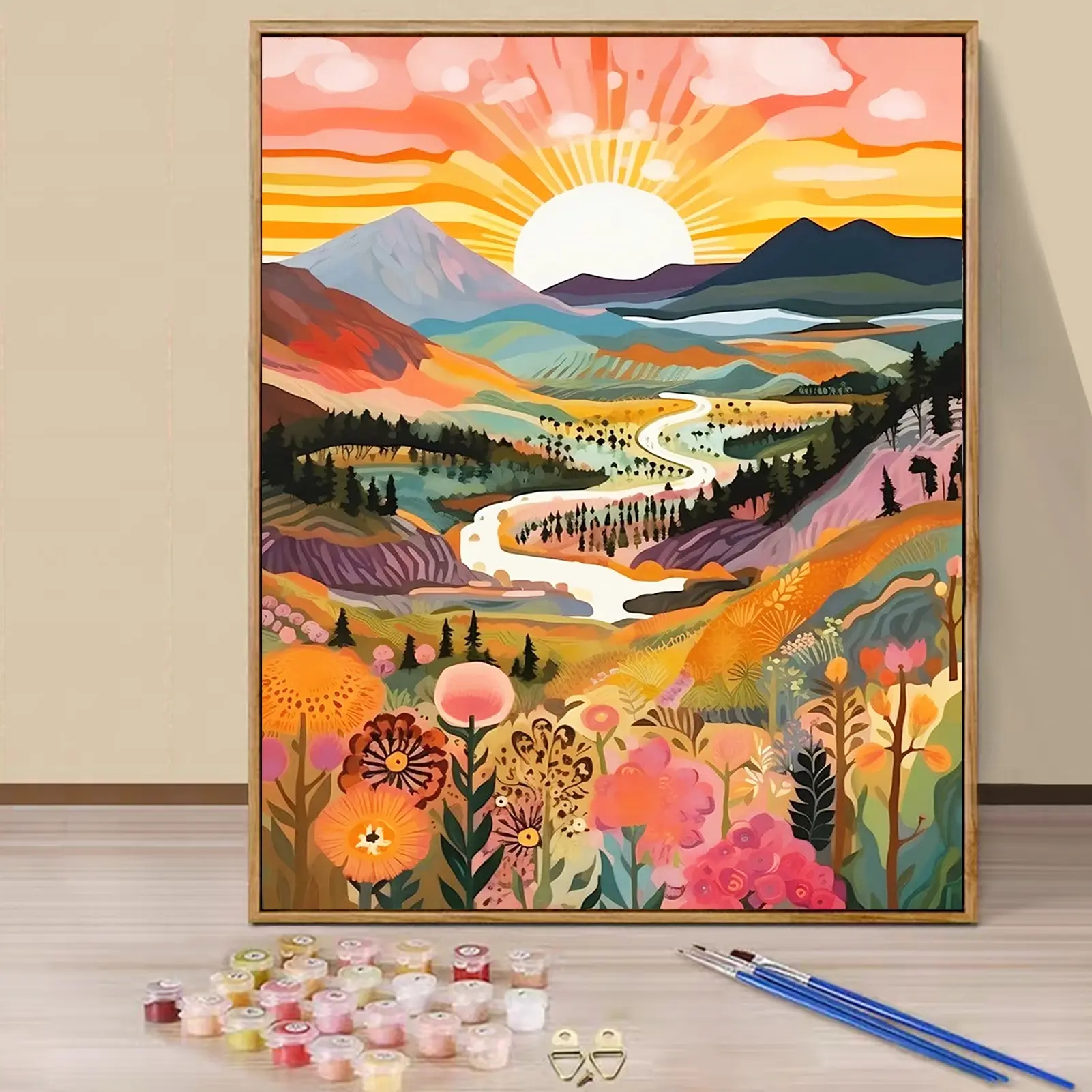 Paint By Numbers Kit for Adults Beginners - 16x20in/40x50cm Color Canvas, Easy DIY Mountain Acrylic Painting Set, DIY Painting Supplies - Wall Decor for Living Room and Bedroom, Creative Gift for Birthday, Mother's Day and Christmas, Without Frame