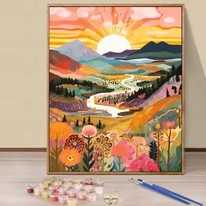 Paint By Numbers Kit for Adults Beginners - 16x20in/40x50cm Color Canvas, Easy DIY Mountain Acrylic Painting Set, DIY Painting Supplies - Wall Decor for Living Room and Bedroom, Creative Gift for Birthday, Mother's Day and Christmas, Without Frame