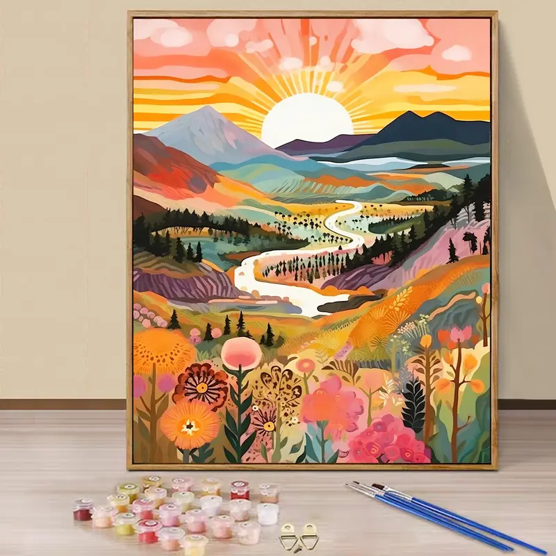 Paint By Numbers Kit for Adults Beginners - 16x20in/40x50cm Color Canvas, Easy DIY Mountain Acrylic Painting Set, DIY Painting Supplies - Wall Decor for Living Room and Bedroom, Creative Gift for Birthday, Mother's Day and Christmas, Without Frame