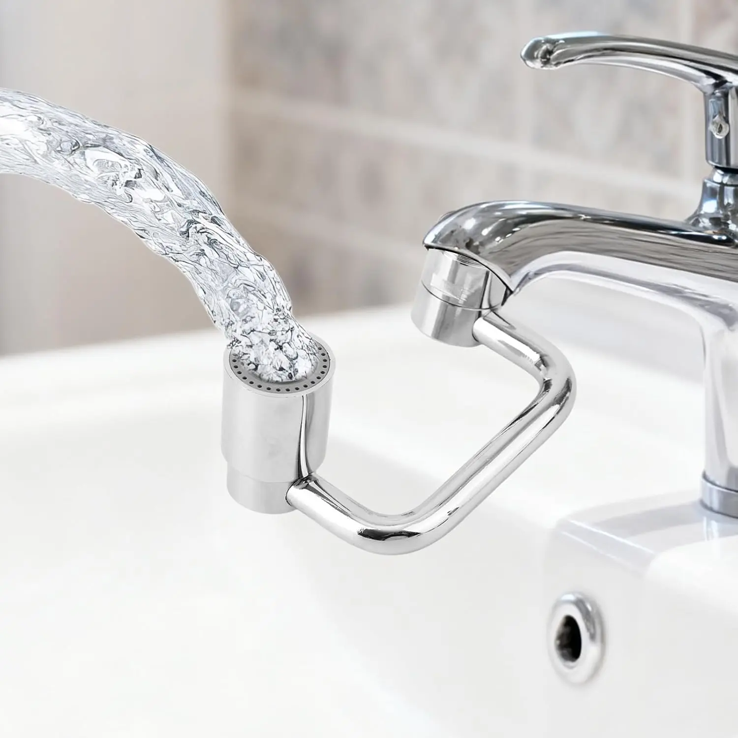 Rotatable Faucet Aerator faucet extender sprayer, Rotatable Swivel Faucet Aerator Extension Metal Faucet Extender for Sinks, 1080° 1440° Rotatable Faucet Extender for Bathroom U Shaped Extension Arm