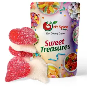 NY Spice Shop Red & White Sour Gummy Heart - Gummy Sour Candy - Valentine Holiday Gift - Sour Gummies Candy Bag Snack Sweet Sugar Corn