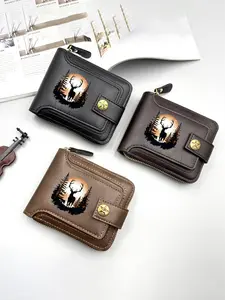 Deer Silhouette Forest Print Black Leather Wallet for Outdoor Enthusiasts and Nature Lovers Ideal for Everyday Use and Perfect Christmas Birthday Anniversary Gift for Men Who Appreciate Wildlife and Rustic Adventure Accessories Zipper Wallet Design