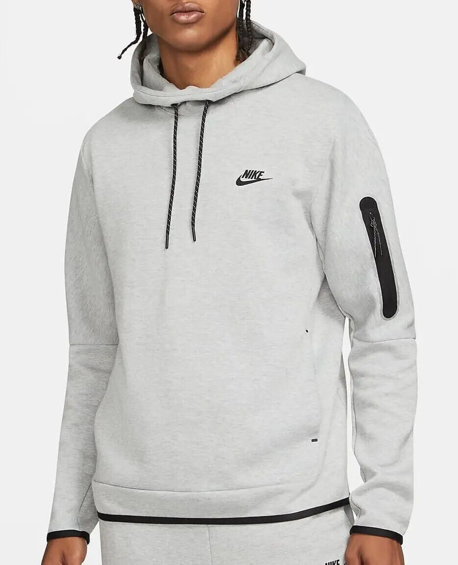 Men's Nike Sportswear Heather Gray/Black Tech Fleece Pullover Hoodie