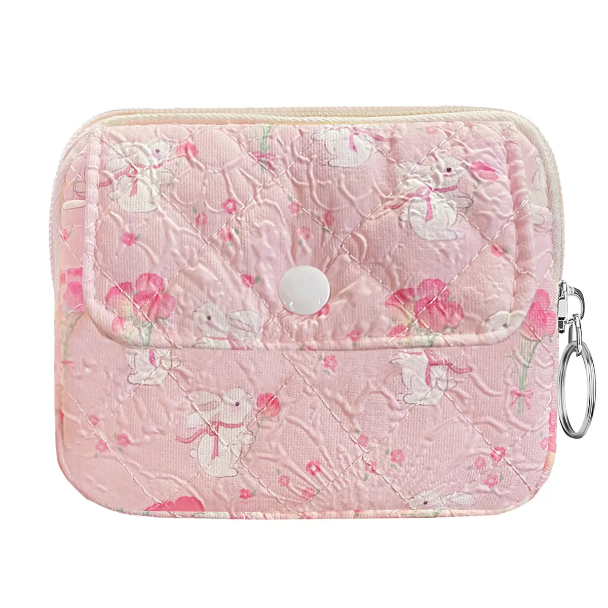 Cotton Quilted Floral Wallet with Cute Prints Zipper Coin Pouch for Women Girls Cotton Quilted Floral Wallet with Cute Prints Zipper Coin Pouch for Women Girls
