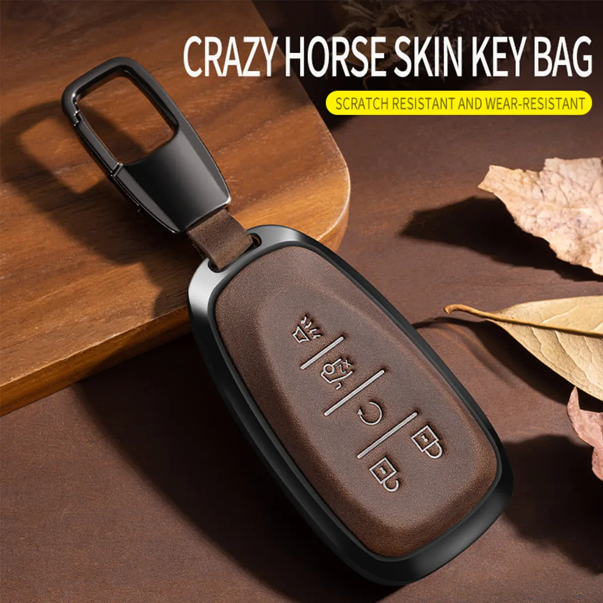 Leather Car Key Fob Cover for Chevrolet Malibu,Camaro,Trax,Traverse,Trailblazer,Sonic,Blazer,Cruze,Equinox,Spark,Chevy 1500 - 360° Protection,Simple Installation,Car Accessories,Fits 2016-2024 Models
