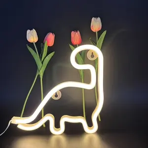 Cute Dinosaur Neon Light, USB or 3 Aa Battery Powered, Includes Hook, Room Decoration, Wall Decor, Holiday Party Lighting, Best Gift, Dinosaur Lamp