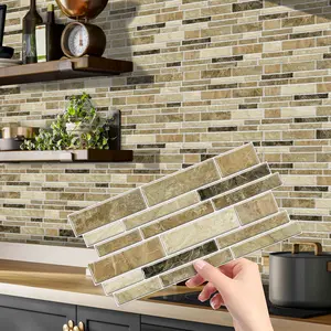 12/24/48PCS Irregular Marble Mosaic Tile Stickers | PVC Crystal Film | Waterproof Oil-Proof Self-Adhesive for Kitchen Bathroom Self Adhesive Tiles Marble Pattern Sticker(XY-HTP)