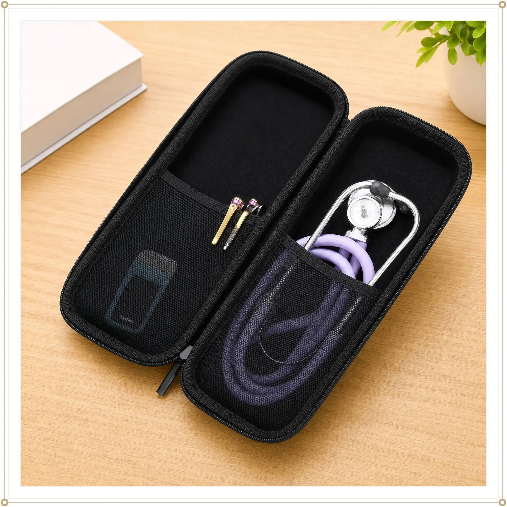Durable Stethoscope Case for Medical Equipment - Pink Zipper Pouches Home Organizers Holder Kit Sturdy Protection Storage Carrying Bag Travel Organization Pouch