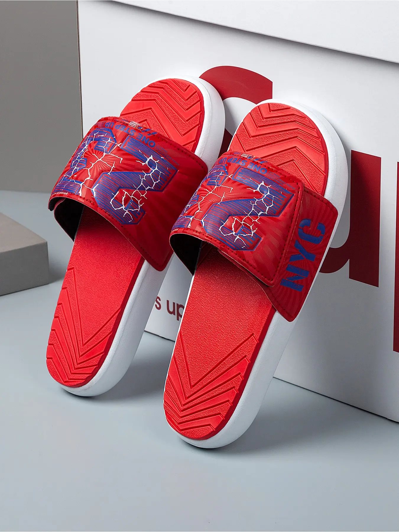 Home Slippers Men's Velcro Design One-piece Slippers, Summer Trendy Casual Sports Sandals