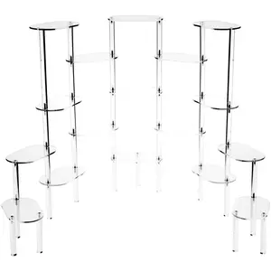 Plymor Clear Acrylic Oval 17-Platform Multi-Item Display Riser, 24" H x 55" W