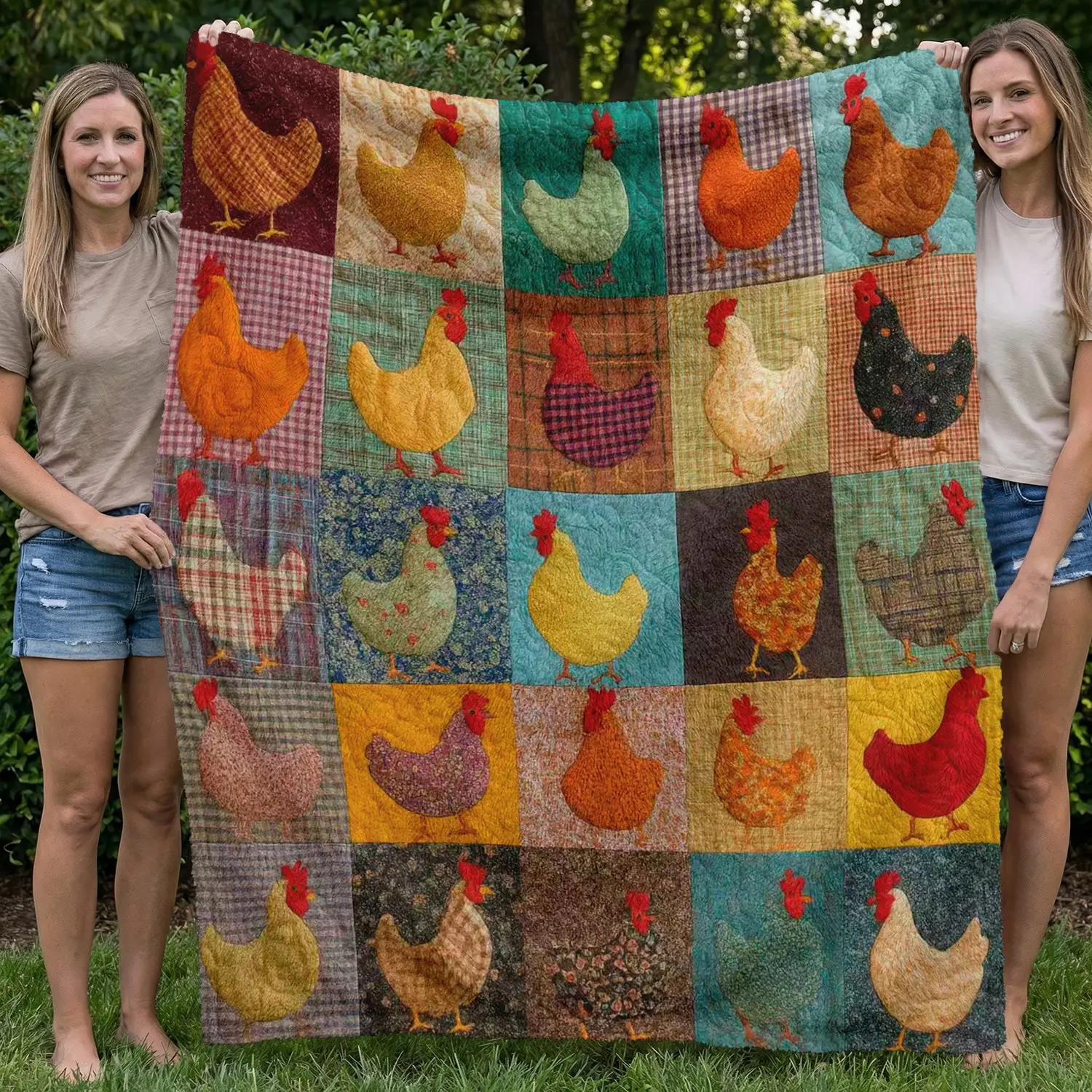 Soft Flannel Throw Blanket with Colorful Chicken Print, Soft Cozy Blanket, Flannel Blankets, Warm and Comfortable, Ideal for Bedroom, Bed, Sofa, Car, Office, Camping, Travel Gift, Blanket Gifts