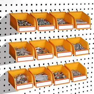 ELEAD Pegboard Bins Organizer Set 12-Pack - Durable Storage Tray for Screws, Nuts, Bolts, Hardware, Crafts, Accessories | Fits Standard Pegboards | 16 Labels for Garage Workshop Craft Room SEDY
