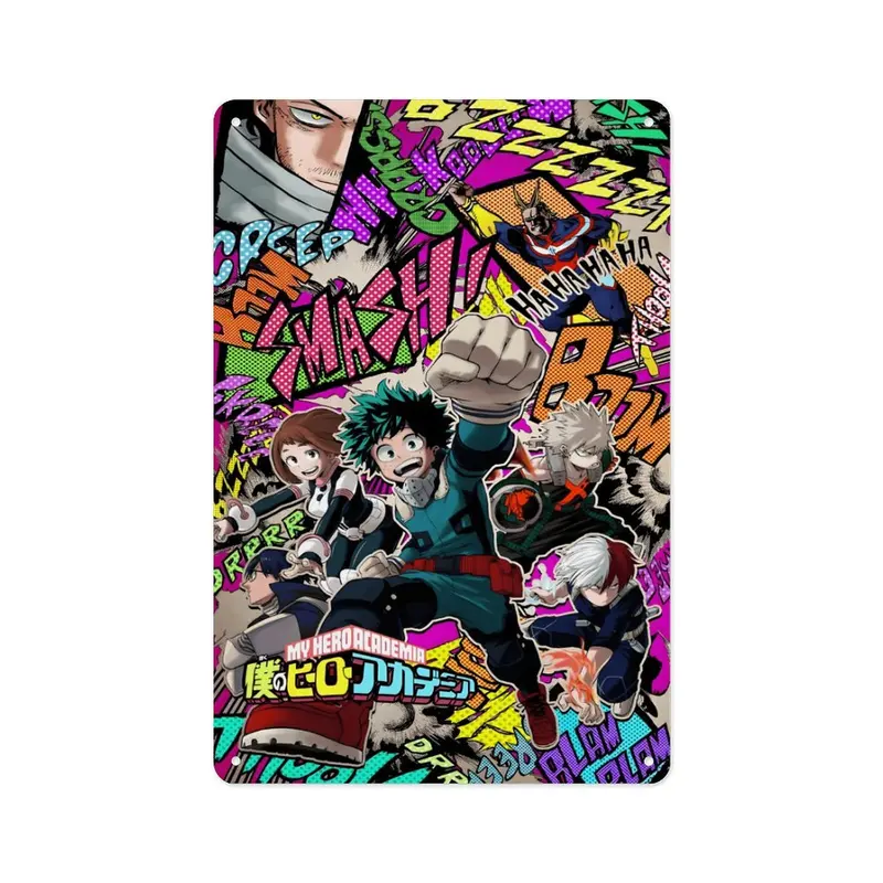 My Hero Academia High Quality 8x12 Plate Metal Painting Set Reusable Durable Iron Art Canvas for Artist Wall Decor Poster Room Ornaments Artistic Print Photo Industrial Outdoors