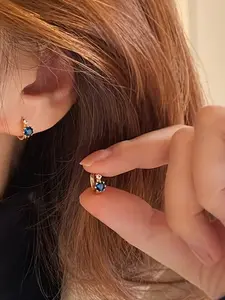 Vintage Elegant Copper Inlaid Cubic Zirconia Earrings, 1 Pair Fashion Jewelry, Delicate Women's Earrings