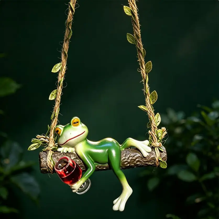 1pc Frog Swing Ornament, Outdoor Sculpture Statue for Home Improvement & Garden Supplies decor funny decoration