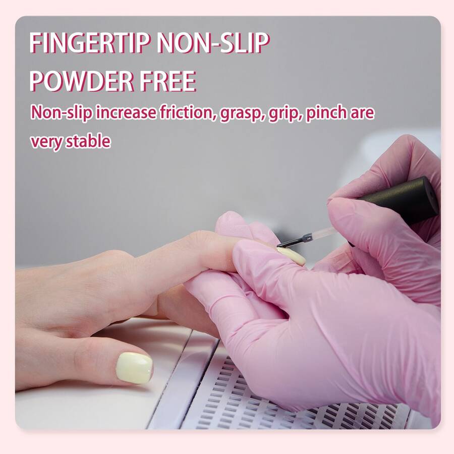 Baby Pink Gloves Disposable Latex-Free Food For Cooking Cleaning Household Pet Care Beauty Spa Pink Nitrile Gloves Powder Free Disposable Latex Free (100/Ct Box)