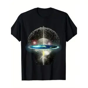 Flat Earth T-Shirt - 200g comfort wear fun shirts graphic tees classic cotton tee Casual Short-Sleeve Men's T-Shirts Casual Short-Sleeve Men's T-Shirts comfort wear cotton Washable for All Seasons 200g 100% Cotton Sizes S to XXXL