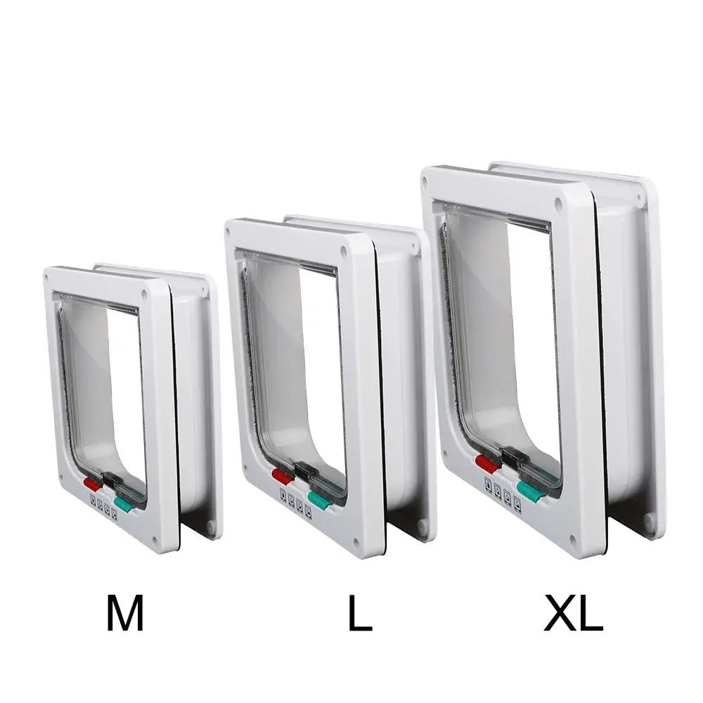 Pet Door with 4-Way Lock | ABS Plastic Cat & Dog Flap – M / L / XL