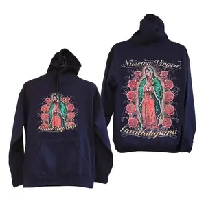 Print Retro VIRGEN DE GUADALUPE 2-Sides Hoodie, Vintage Nuestra Virgen Guadalupana Graphic Hoodie, Trendy Hoodie, Gift for Men Women