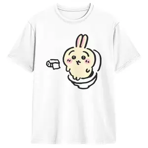 Usagi On The Toilet Potty Chiikawa Hachiware Poop Pooping T Shirts Short Sleeve Tshirt Summer Cotton O-Neck Oversized Top Tees