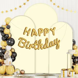 3pcs Set Pink Blue Beige Spandex Double Sided Arch Cover for Wedding Birthday Party Banquet Ceremony & Gift Decoration Easy Install Elegant Backdrop Kit 6ft+6.6ft+7.2ft Solid Color Design