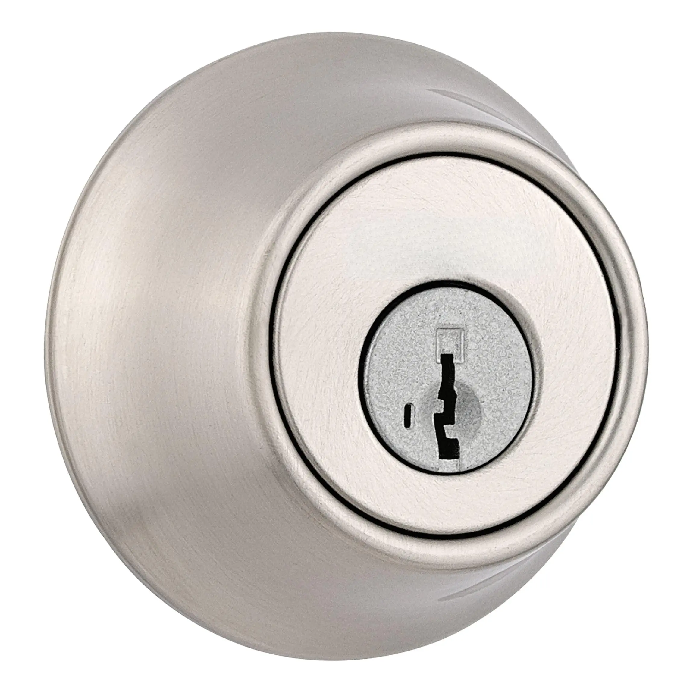 660 Deadbolt Lock  Satin Nickel Round Exterior Keyed Front Entry Door Pick Resistant SmartKey Rekey Security Single Cylinder Dead Bolt with Microban Protection