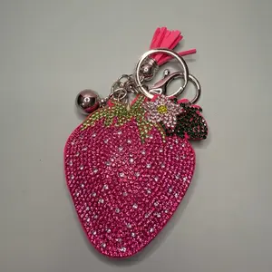Pink strawberry keychain