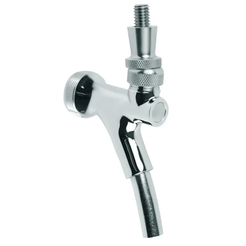 Stainless Steel European Style Beer Faucet with Long Spout, 3/8"-16 UNC Lever Start/Stop Kitchen Tap, 1-1/8"-18 Thread for Draft Pour Serving Draft Beers in Restaurants