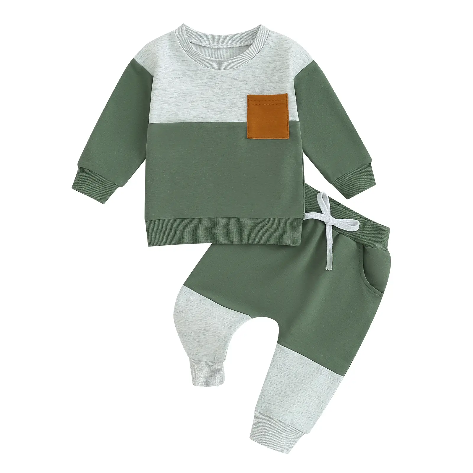 Canrulo Toddler Baby Boy Clothes Fall Winter Long Sleeve Sweatshirt Pants 2pc Color Block Cute Baby Boy Outfits Sweatsuit