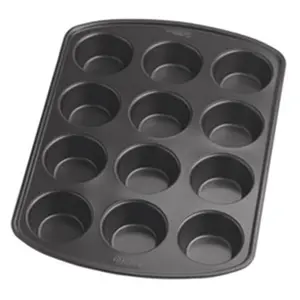 212 MAIN Wilton 2105-6789 12-Cup Embossed Non-Stick Heavy-Weight Oven Bakeware Muffin Pan with Handles, Ideal for Dog & Cat Litter, Diapers