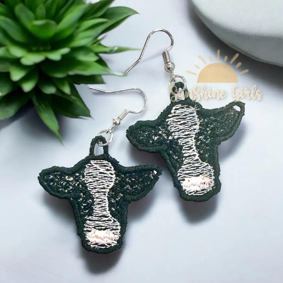 Embroidery Cow Head Earrings for Women - Fashion Accessory