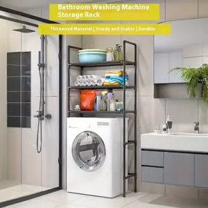 1-Piece Washing Machine and Dryer Storage Rack 3-Tier Laundry Room Vertical Rack Bottle and Detergent Rack Suitable for Above-Toilet Space-Saving Multi-Functional Organizer Balcony Laundry Room