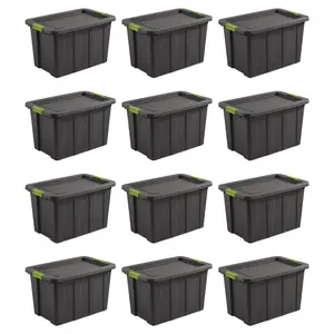 Sterilite Tuff1 Latching 30 Gallon Storage Tote Container with Lid (12 Pack)