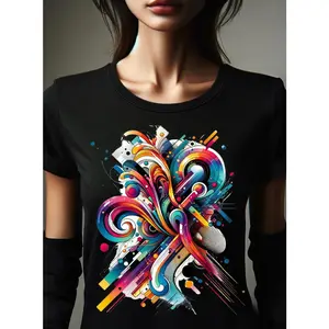 Abstract Multicolor Modern Art Graphic Tee, Artistic Abstract Design, Comfortable Unisex Fit, All‑Season Wear