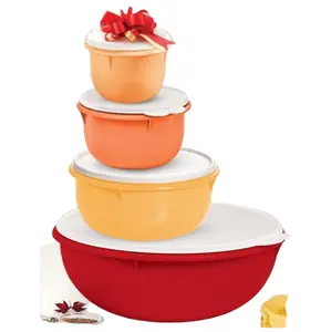 Mixing Bowl 4pc Set - Colorful Plastic Bowls with Lids for Kitchen Cooking and Baking