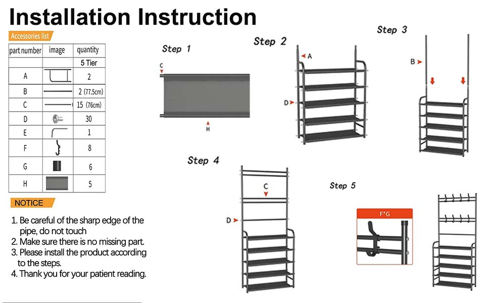 5-Layer Shoe and Coat Rack Stand, Coat Rack Shoe Bench With 8 Hooks,Metal Coat Hat Rack Free Standing Clothes Stand, Easy Assembly Organiser Multicolor 5-Layer Shoe and Coat Rack Stand, Coat Rack Shoe Bench With 8 Hooks,Metal Coat Hat Rack Free Standing Clothes Stand, Easy Assembly Organiser Multicolor