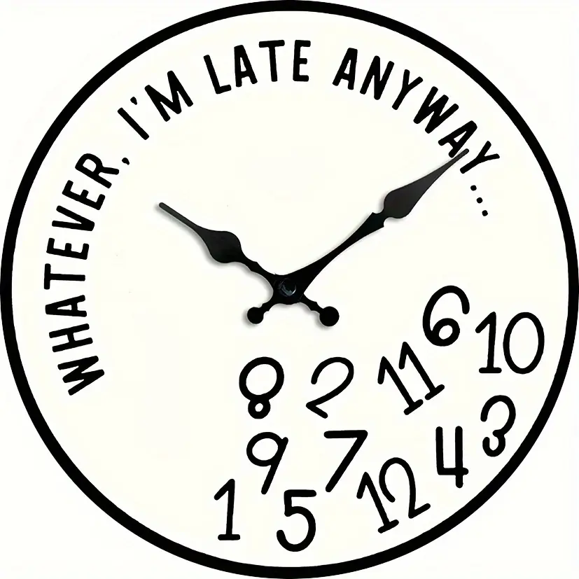 10 Inch Silent Wooden Wall Clock - Creative & Fun Design, Perfect for Home Decor & Gifts, Battery-Operated (AA Not Included)