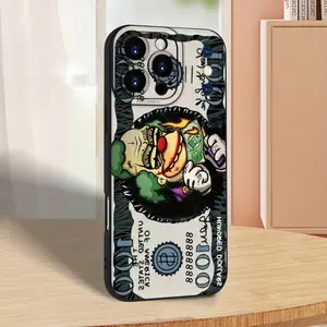 Customizable Joker-Themed Dollar Print High-Quality TPU Phone Case for iPhone 16e 16 15 14 13 12 11 Plus/ Pro/ Max - Trendy Minimalist Design Perfect Gift for Girlfriend Boyfriend Friends or Self Ideal for Daily Use Office Mother's Day Halloween Christmas