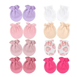 Set of 8 Soft Baby Hand Covers for Newborns, Breathable Cotton Anti-Scratch Mitts with Comfortable Fit for Boys & Girls, Ages 0–6 Months