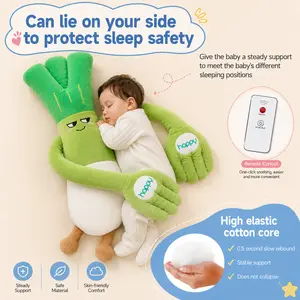 【Baby Gift】Green Leek Baby Soothing Pillow with Remote, 3 Adjustable Patting Modes, Ultra-Soft Hugging Sleep Pillow for Newborns, Perfect Baby Shower Gift