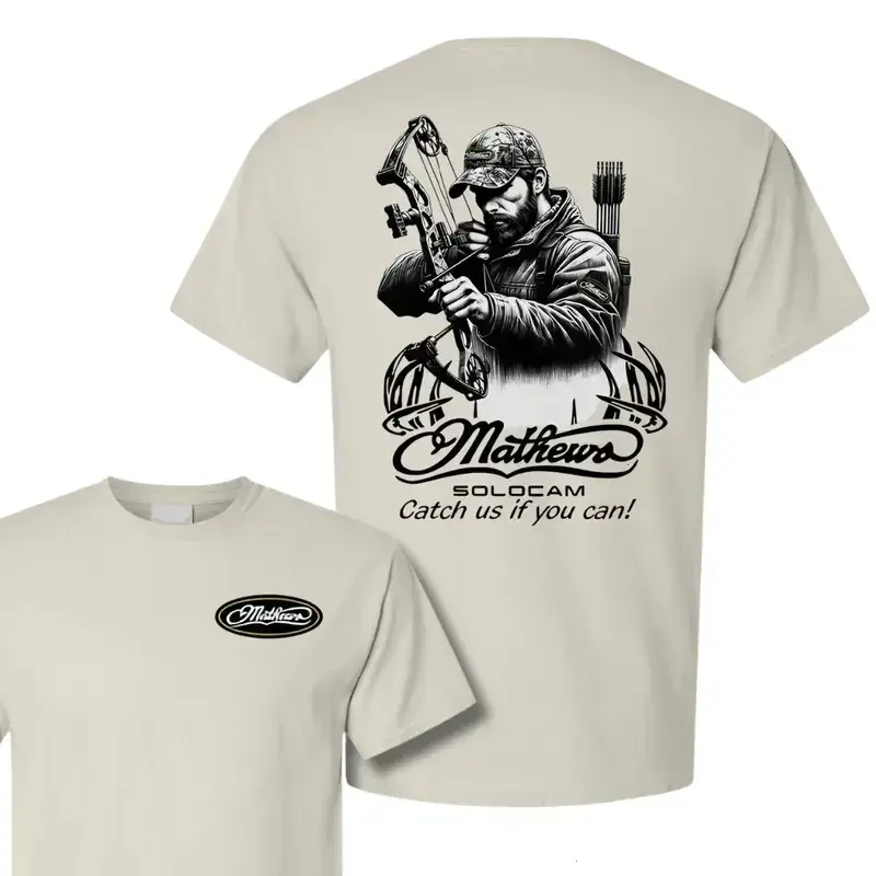 Men's 100% US Cotton Short-Sleeve Casual T-Shirt, Classic Fit Menswear Top, Vintage Bowhunter Graphic Archery Tee, Soft Breathable Hunting Outdoor American Style - KitchenEra