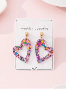 1 pair of shiny irregular romantic heart design women's fashionable Heart Shaped earrings, suitable for lovers to save money and wear as gifts, romantic gifts for Valentine's Day, Valentine's Day earrings