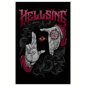 1pc Frameless Anime Poster, Hellsing Dark Gothic Art Canvas Wall Decor for Friends, Family & Colleagues, 12x18inch Home Décor, 2D Flat, Perfect for Room Decor