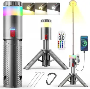 The retractable LED camping lamp is rechargeable, with a capacity of 6000mAh. It is a portable waterproof spotlight and an essential ambient light for photography and live streaming. It is suitable for power outages, hiking, and gatherings.