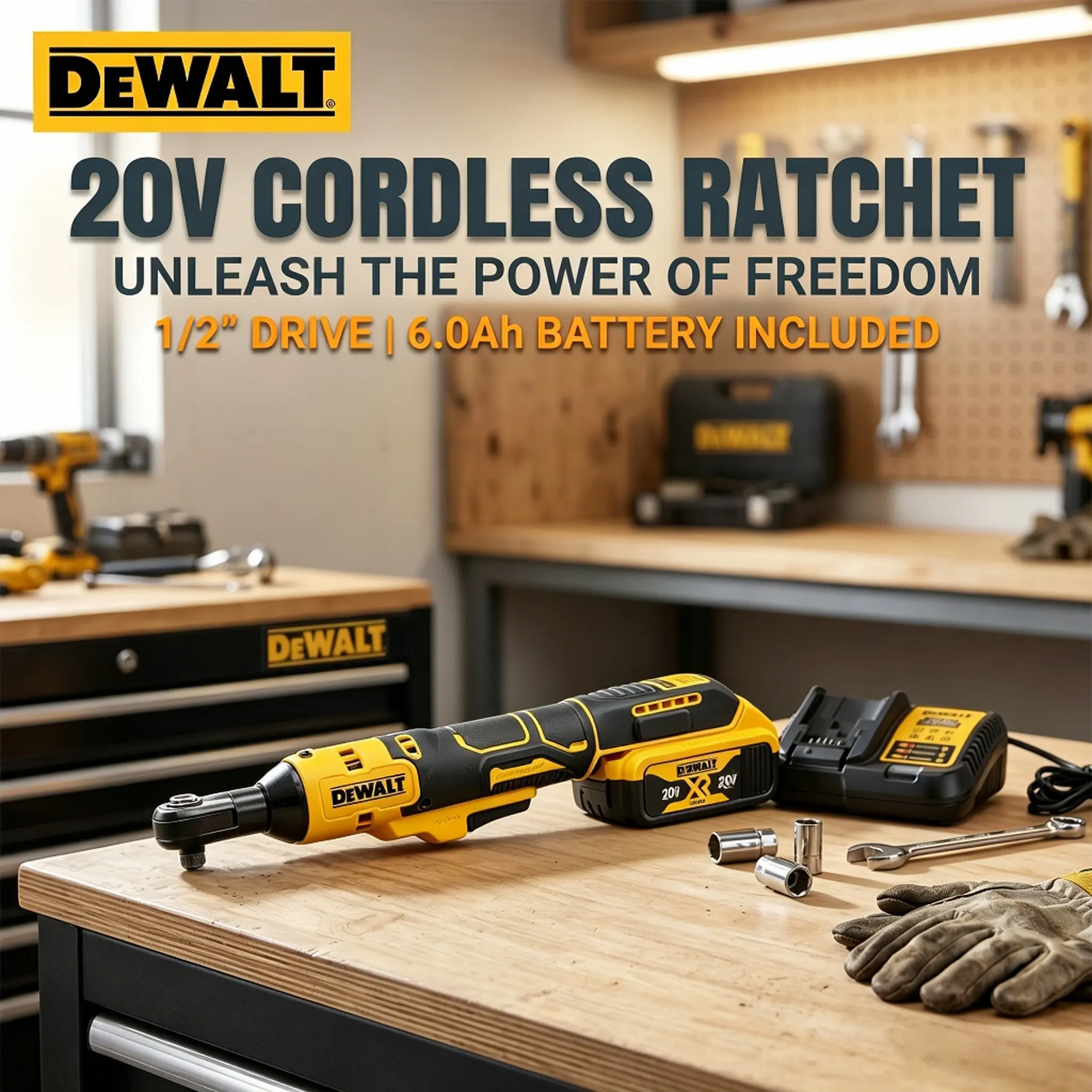 Dewalt Dcf512 20V Max Xr Atomic Brushless Cordless Ratchet Wrench 1/2 Inch No Load Variable Speed Trigger Forward Reverse Switch Trigger Lock Off Built-In Front Led Oil Resistant Glass Filled Nylon Housing Compact Low Profile Head Compatible All