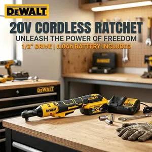 Dewalt Dcf512 20V Max Xr Atomic Brushless Cordless Ratchet Wrench 1/2 Inch No Load Variable Speed Trigger Forward Reverse Switch Trigger Lock Off Built-In Front Led Oil Resistant Glass Filled Nylon Housing Compact Low Profile Head Compatible All